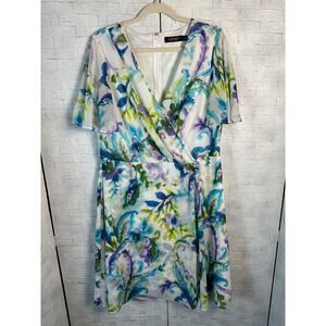 Lauren Ralph Lauren rap style flutter sleeve floral dress chiffon plus size